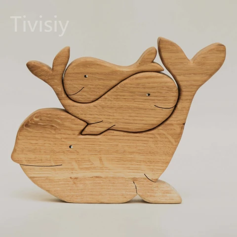 Dolphin Family Handmade Wooden 3D Puzzle